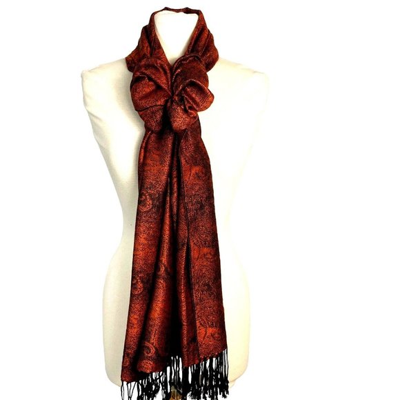 Pashmina Cashmere Paisley Scarf Shawl Wrap Stole Silk and Cashmere soft - Picture 4 of 12